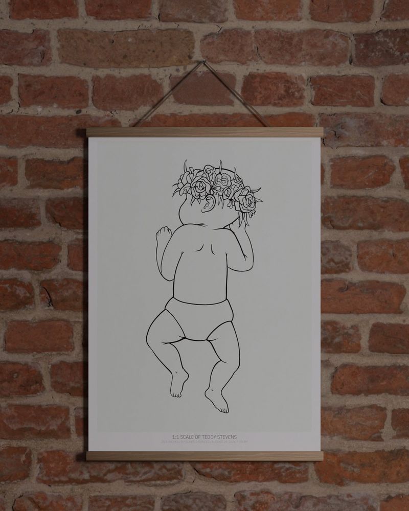Bakifrån med blöja, Spring Leaf, Minimalistisk, med krans